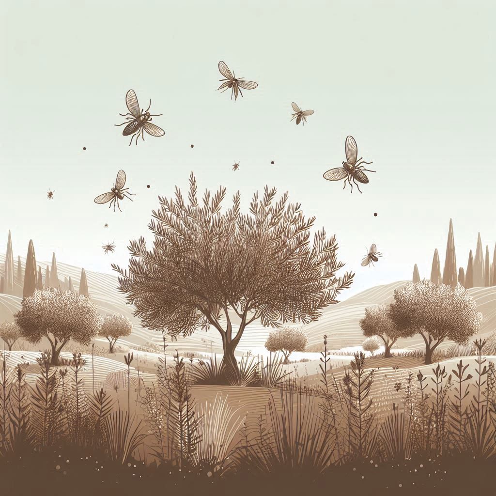 Insect Vectors hovering over trees © AI Illustration