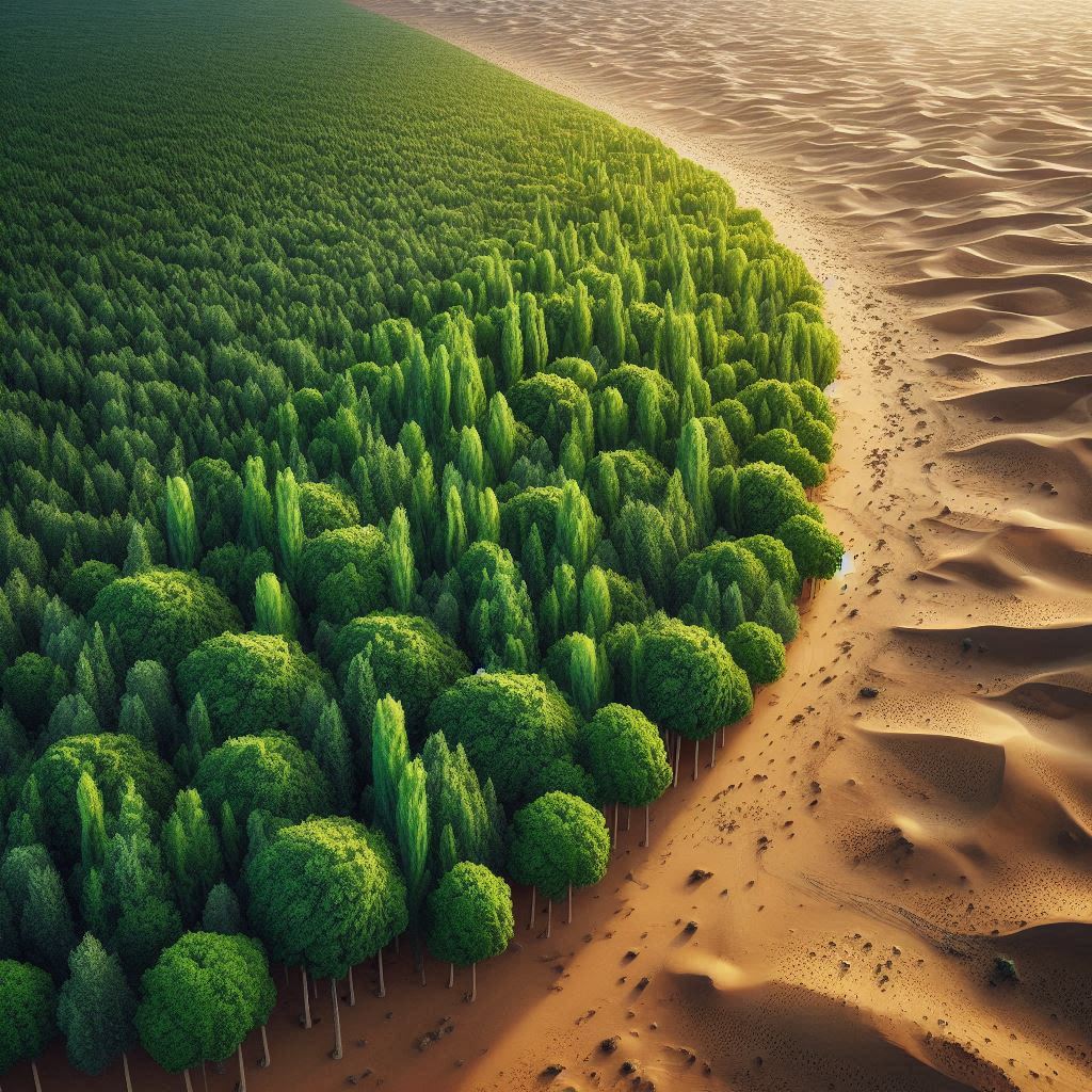 Forests are leading the charge against desertification © AI Illustration