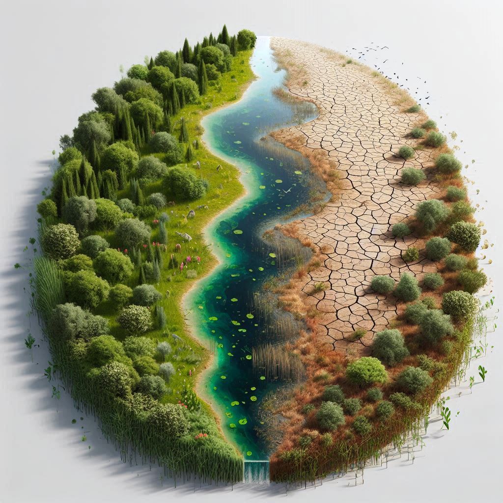 Wetland desertification © AI Illustration