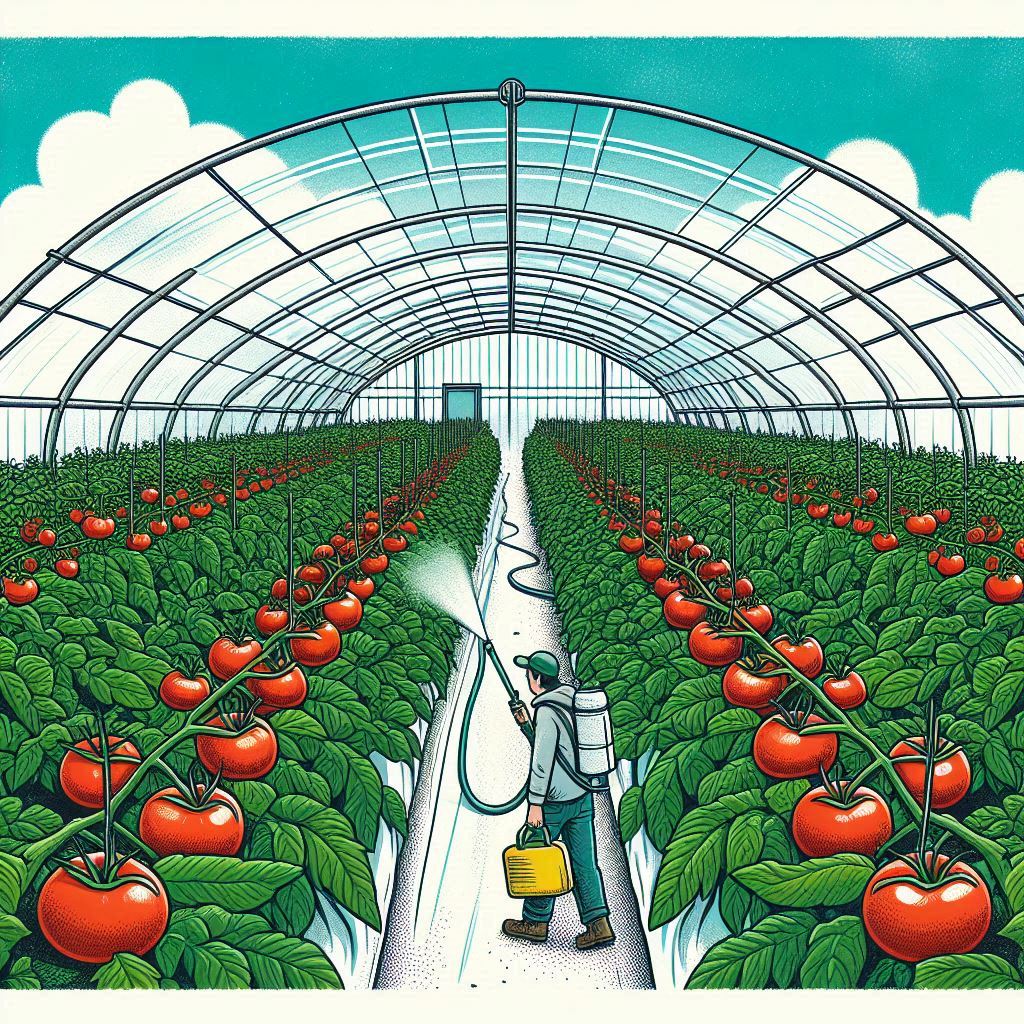 Calcium chloride application in Tomato cultivation © AI Illustration