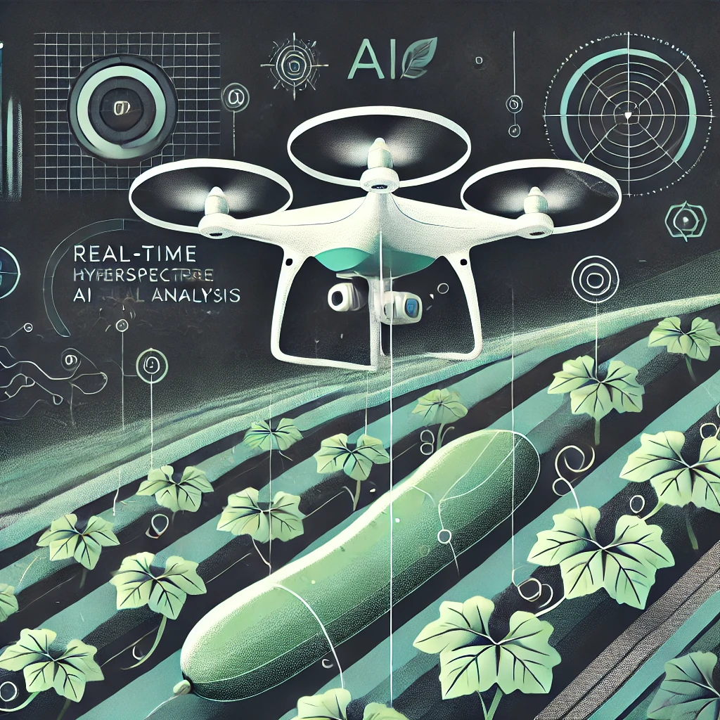 Applying Drones, AI, and Hyperspectral imaging to detect cucumber diseases © AI Illustration