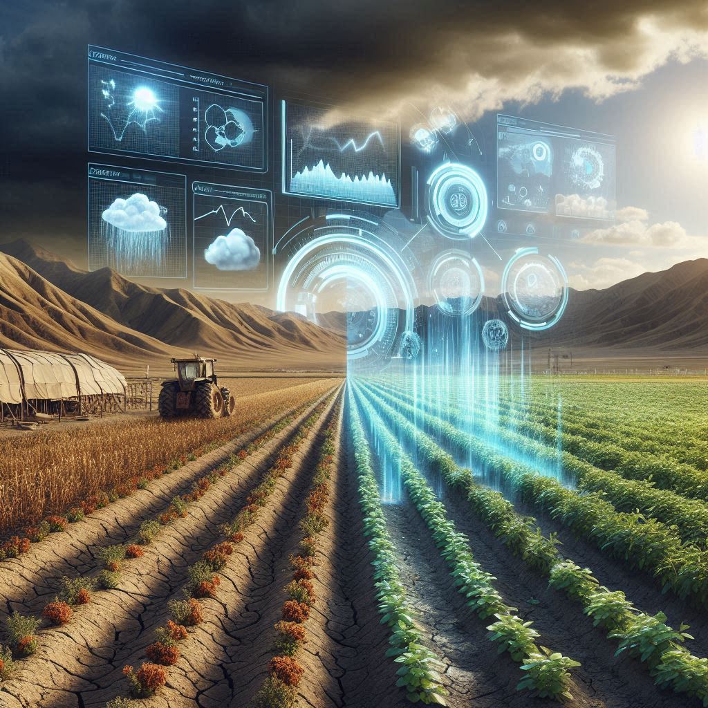 High-Tech approach to sustainable farming in dry regions © AI Illustration