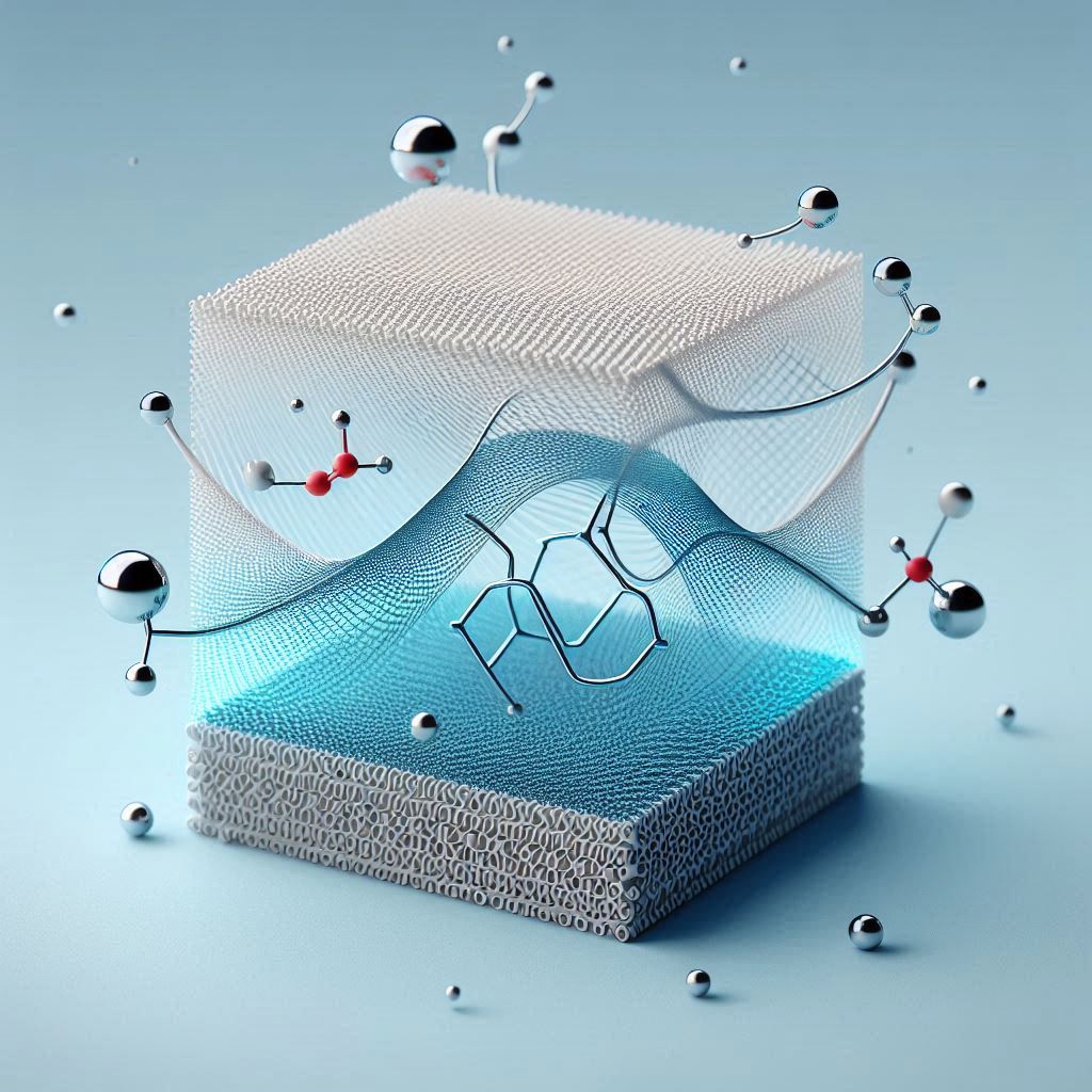 A Chemical Sensor with Nanofibers Interacting with Ammonia Gas Molecules © AI Illustration