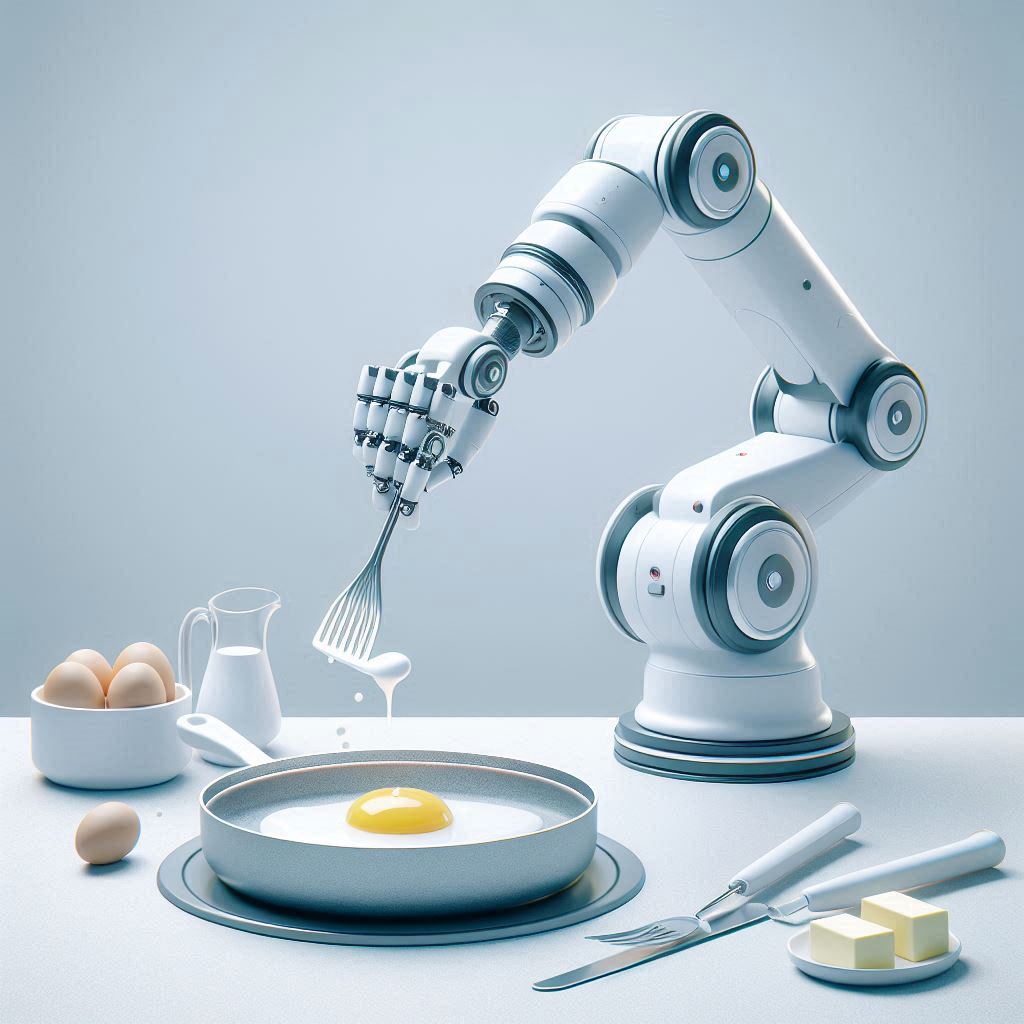 A Robotic Arm Cooking in a Kitchen © AI Illustration