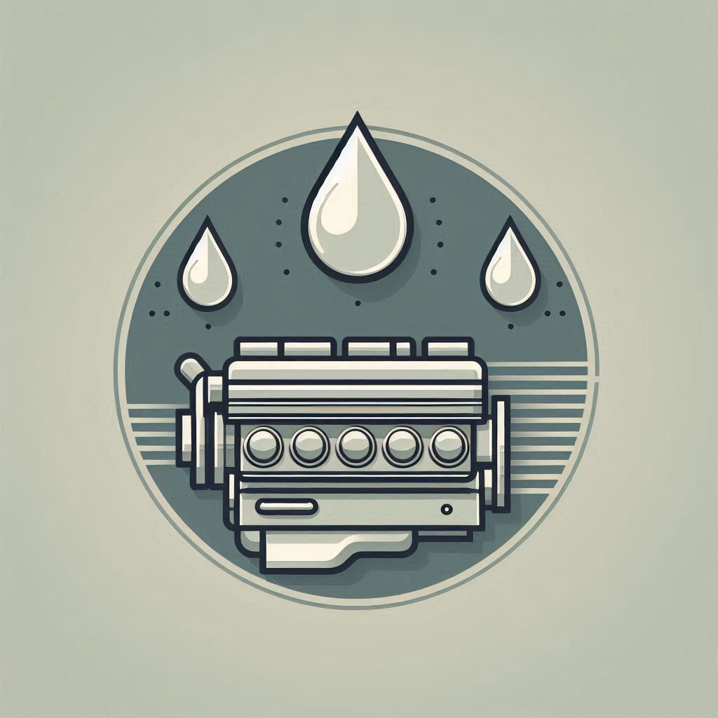 A Diesel Engine with Three Fuel Droplets © AI Illustration