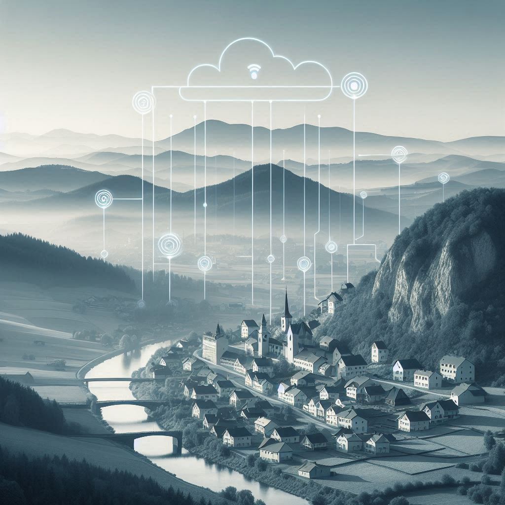 A Historic Village with Monitoring Sensors © AI Illustration