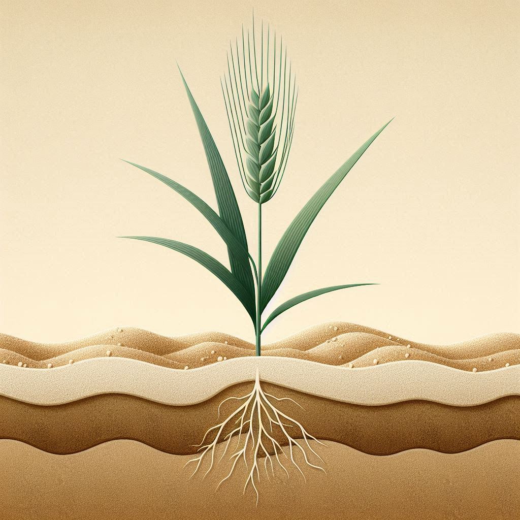 Wheat Plant Growing in Sandy Soil © AI Illustration