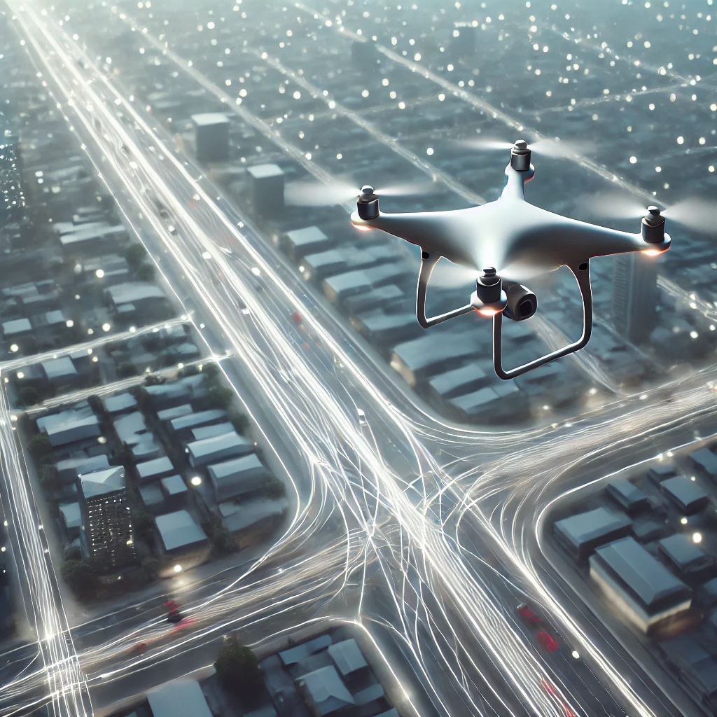 High-Tech Drone Hovering above a Cityscape © AI Illustration