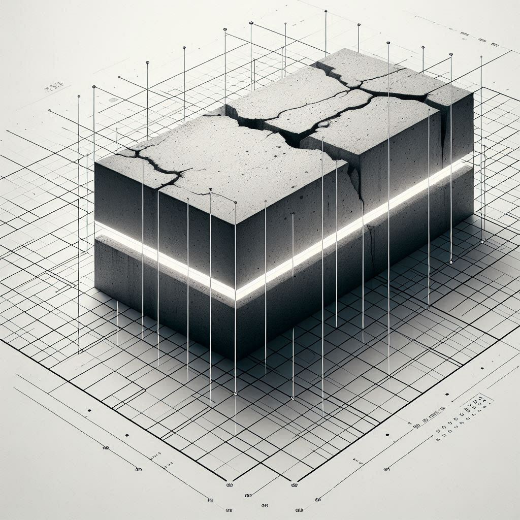 A ConcreteBeam with Highlighted Crack Lines © AI Illustration