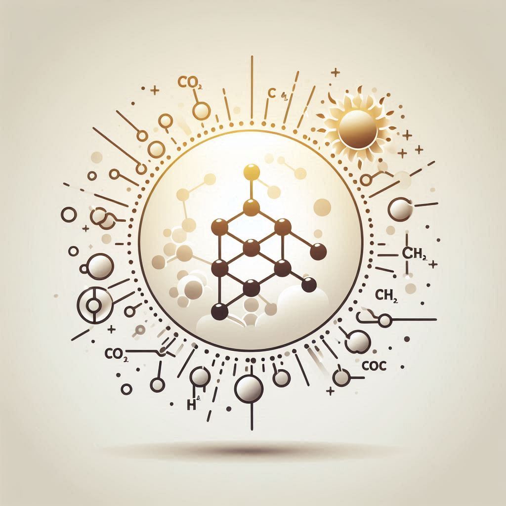 CO2 and CH4 Molecules Transforming into Syngas Under Sunlight © AI Illustration