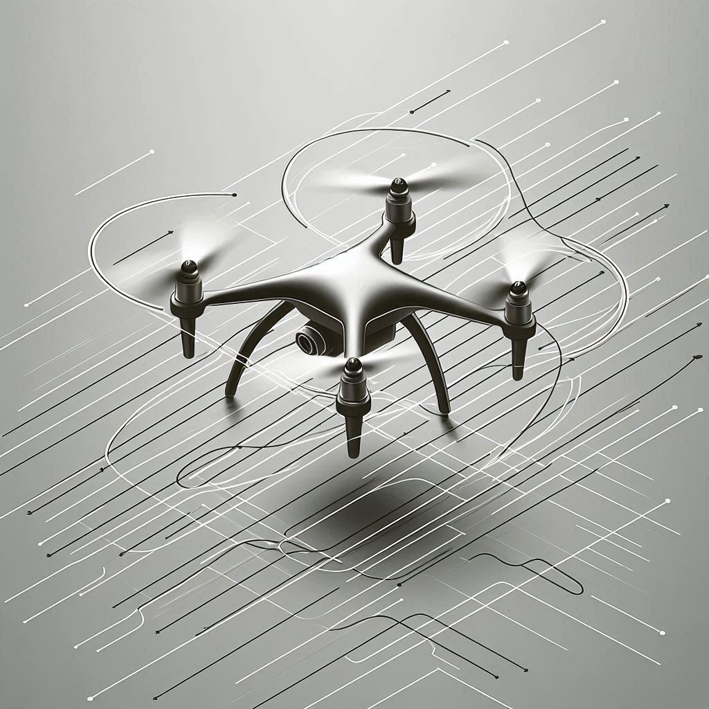 A Quadrotor Drone in Mid-Flight © AI Illustration