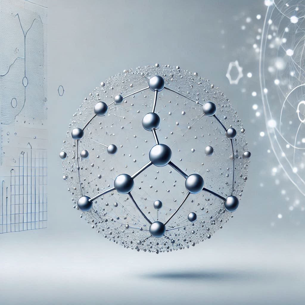 Design Featuring a Stylized Molecule Structure with Interconnected Porous Networks © AI Illustration