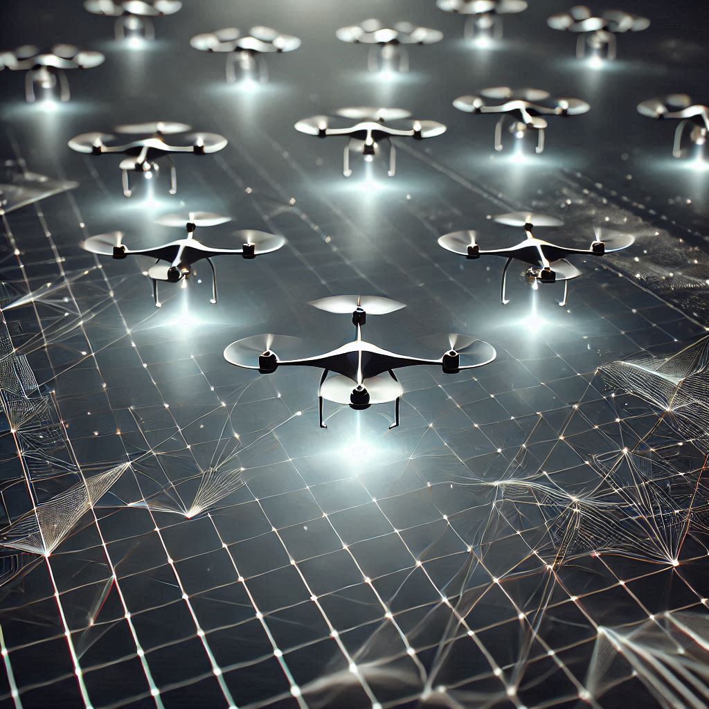 A Swarm of Geometric UAVs © AI Illustration