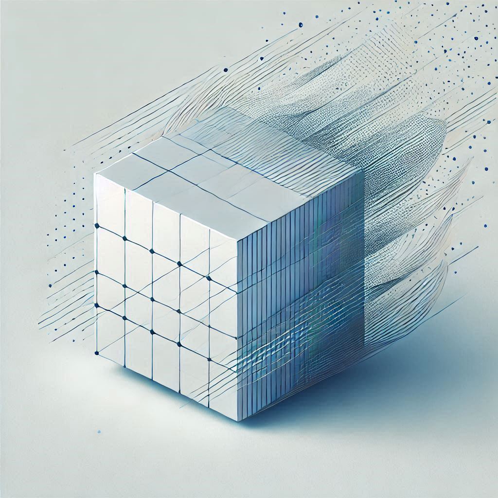 Geometric Cube Representing 4D Printing © AI Illustration