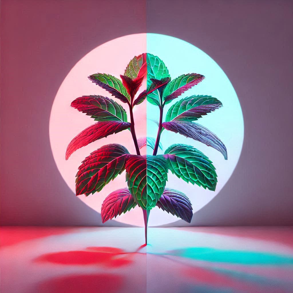 Vibrant Mint Plant Illuminated © AI Illustration