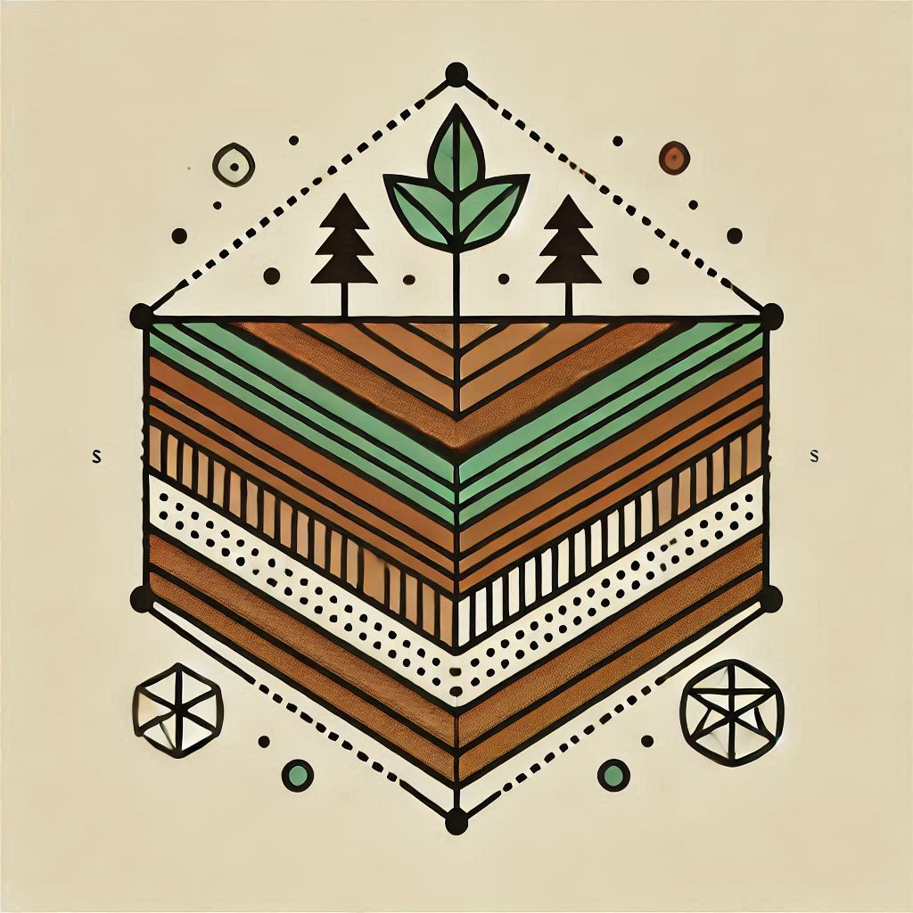 Geometric Representation of Soil Layers Reinforced with Calcium Carbonate Crystals © AI Illustration