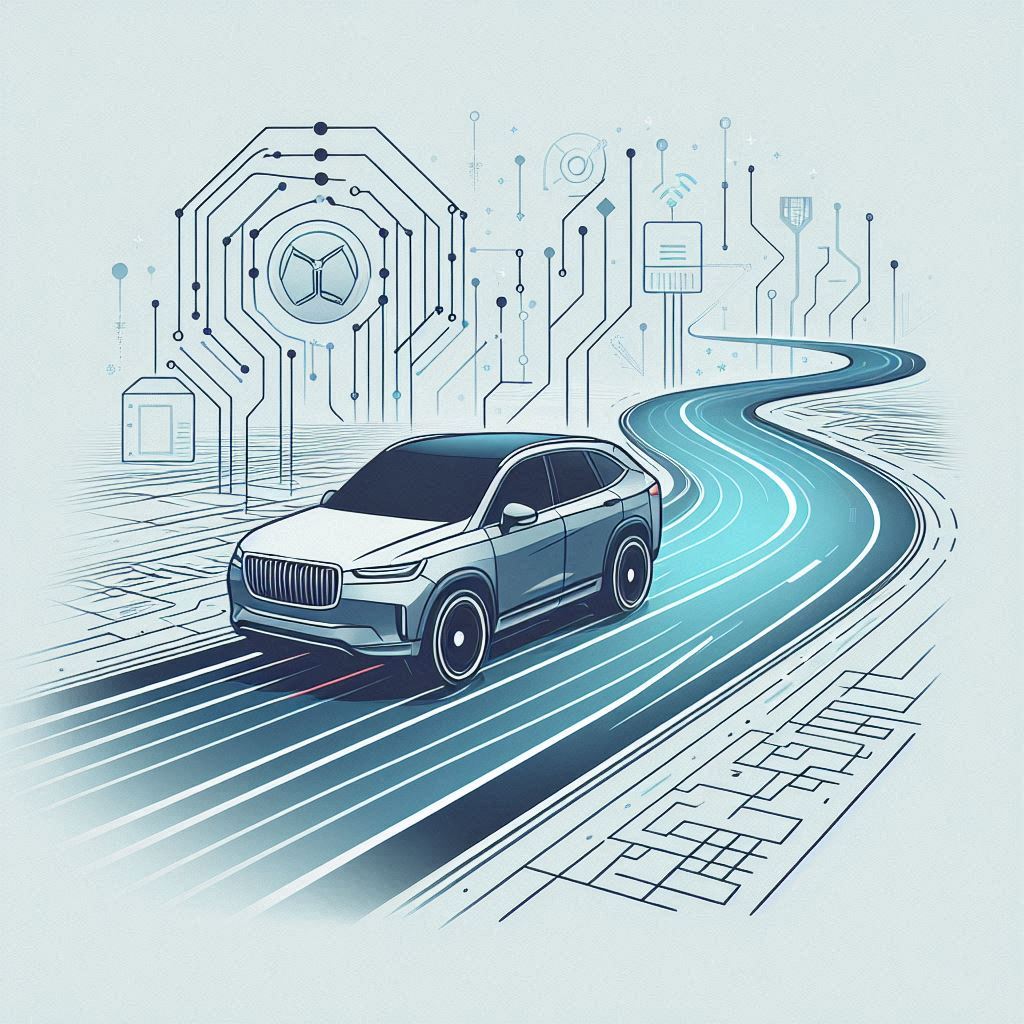 An Autonomous Vehicle Navigating a Highway © AI Illustration