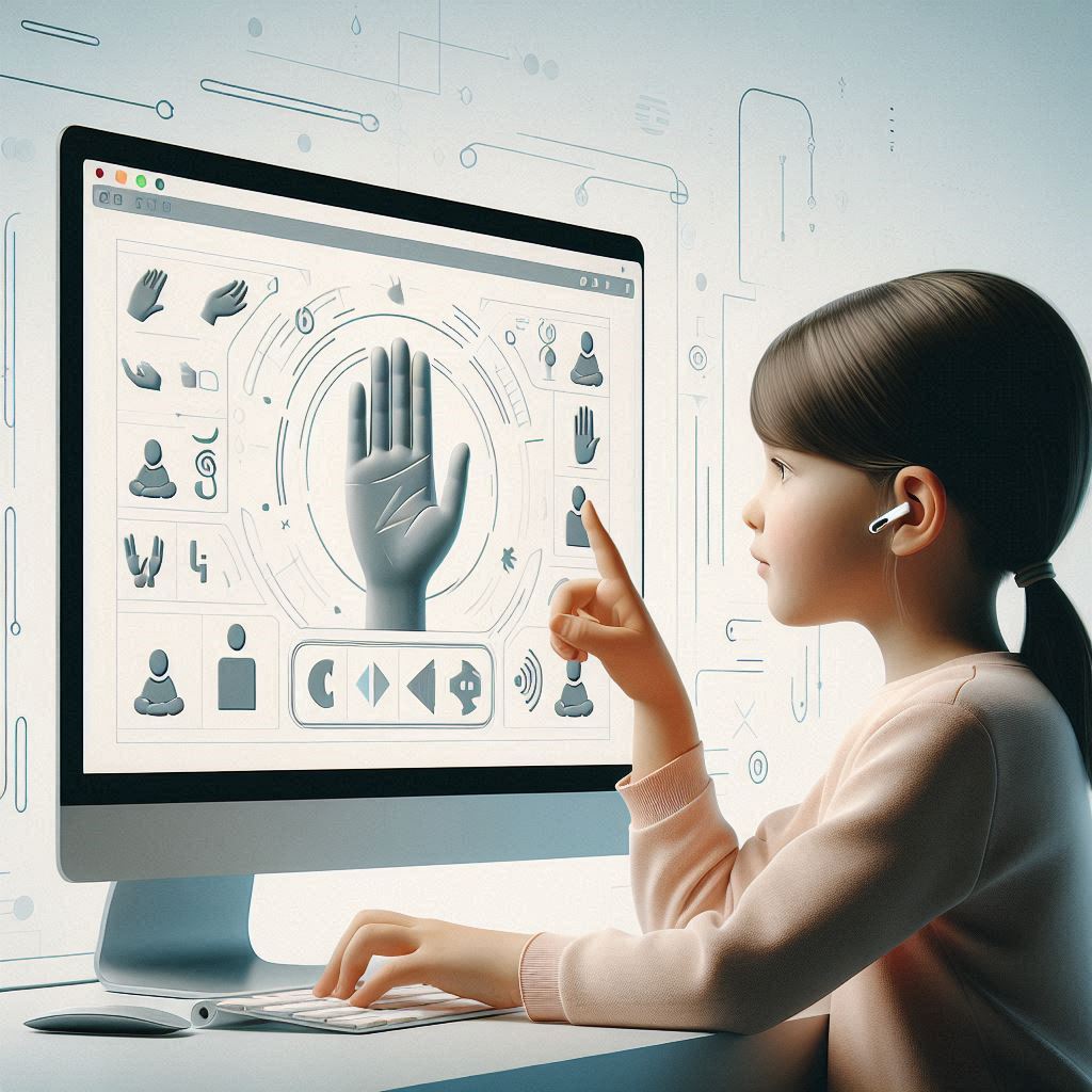 A Child Interacting with a Computer Screen © AI Illustration