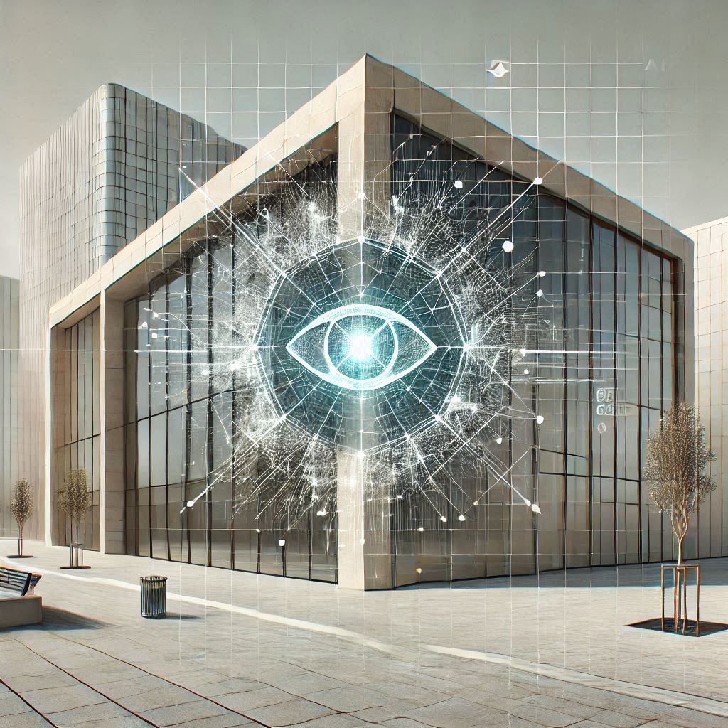 Futuristic AI Interface for Cracked Building Analysis © AI Illustration