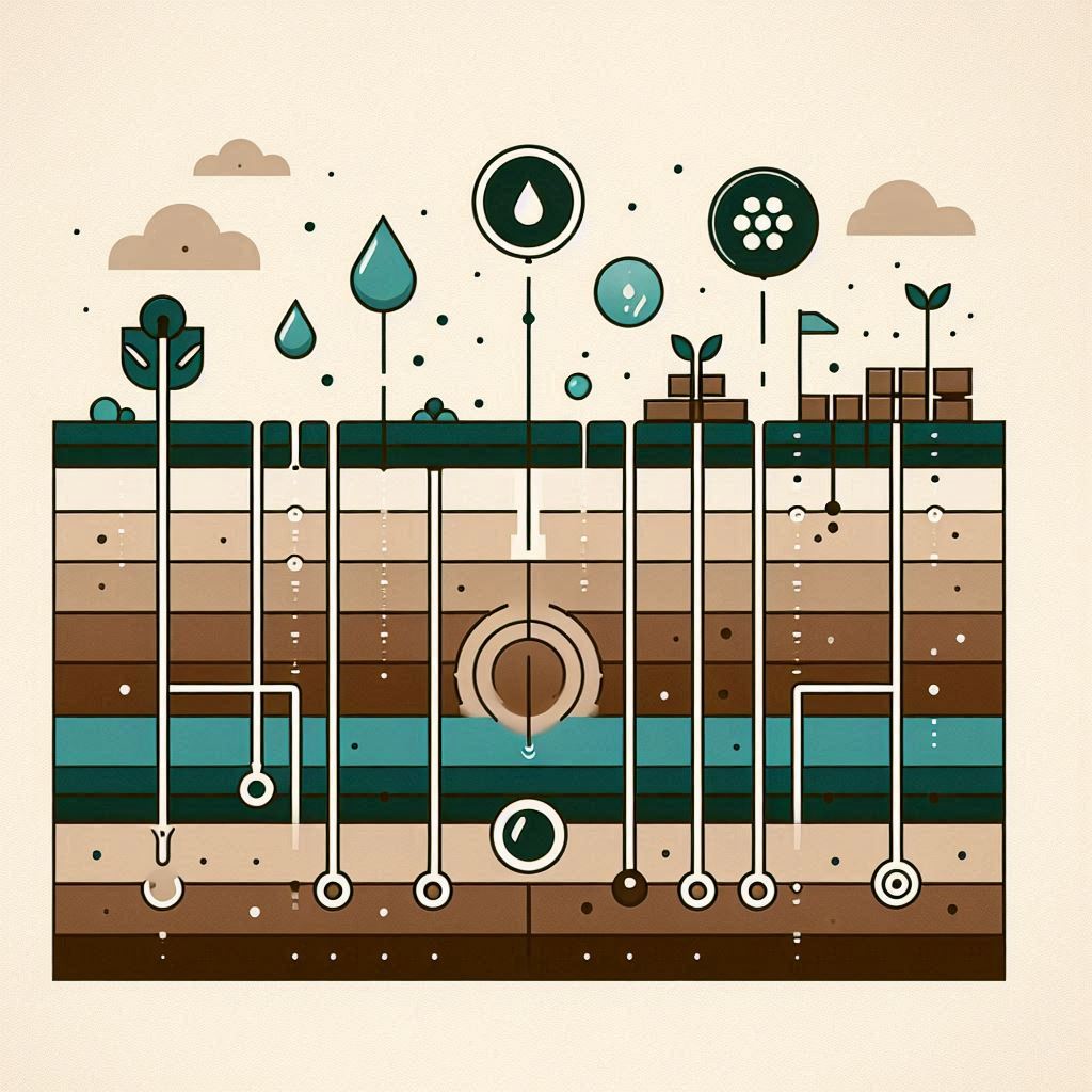 Soil with Moisture Sensors Embedded at Different Depths © AI Illustration