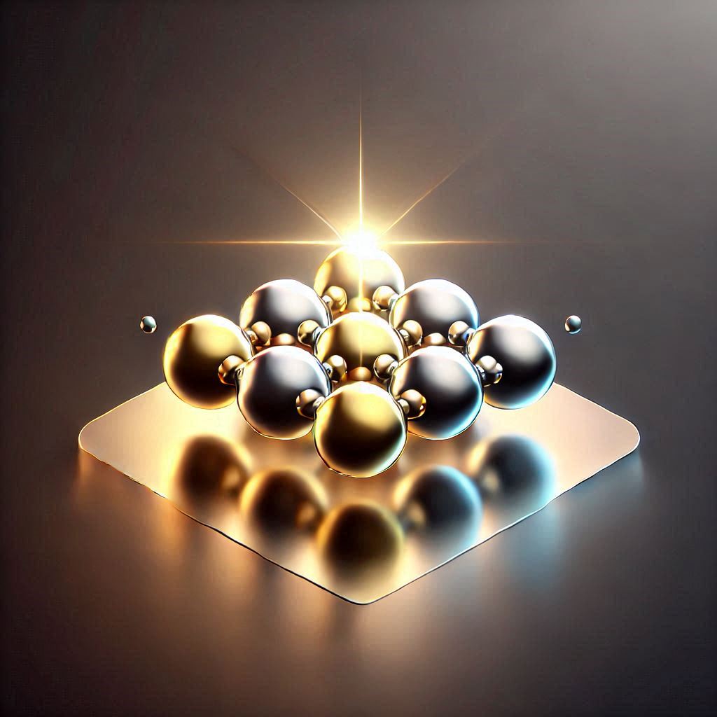 A Glowing Gold, Mercury, and Platinum Nanoalloy © AI Illustration