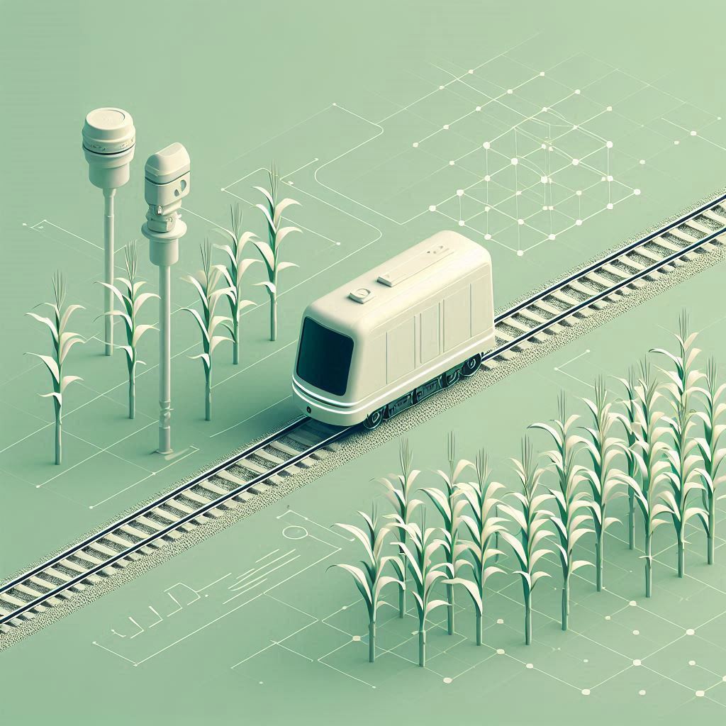 Illustration of a Rail-Driven Plant Phenotyping Platform in a Maize Field © AI Illustration