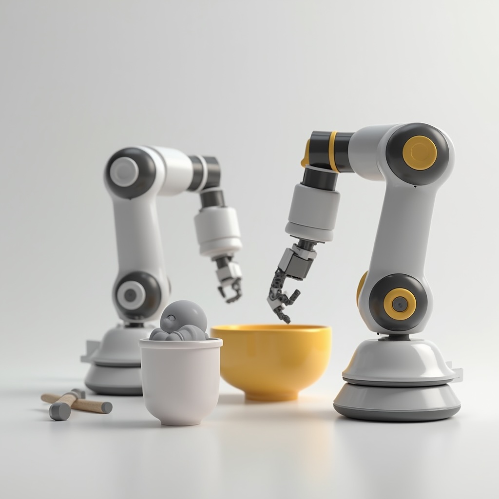 Dual-Arm Robots Interaction © AI Illustration