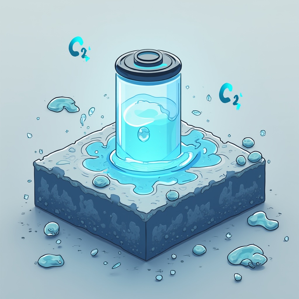 Illustration of a Futuristic Aluminum-Chlorine Battery with Molten Salt © AI Illustration