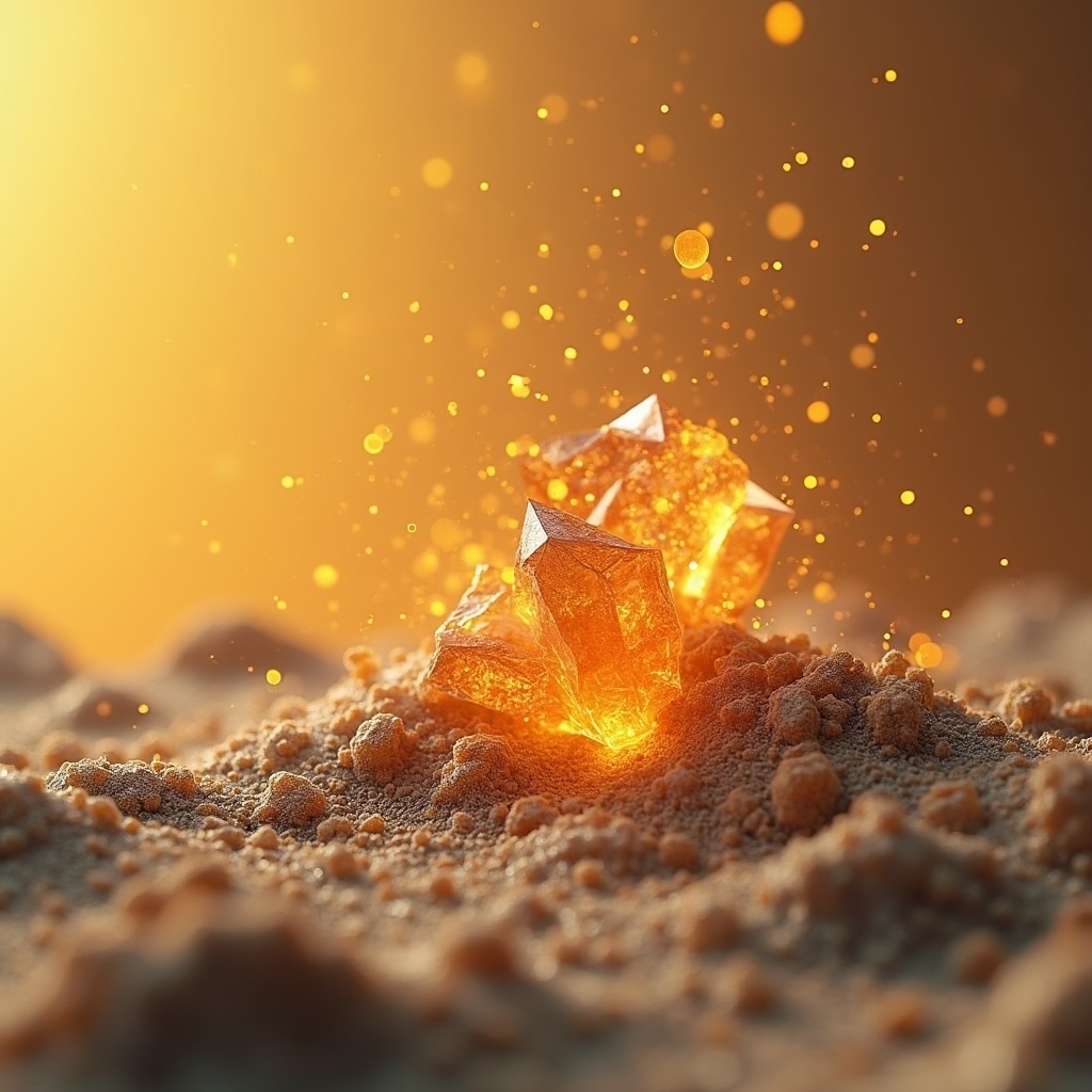 Representation of Titanium Silicide Crystals (TiSi₂) Emerging From Molten Silicon © AI Illustration