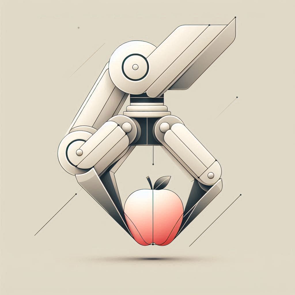 A Robotic Gripper Holding an Apple © AI Illustration