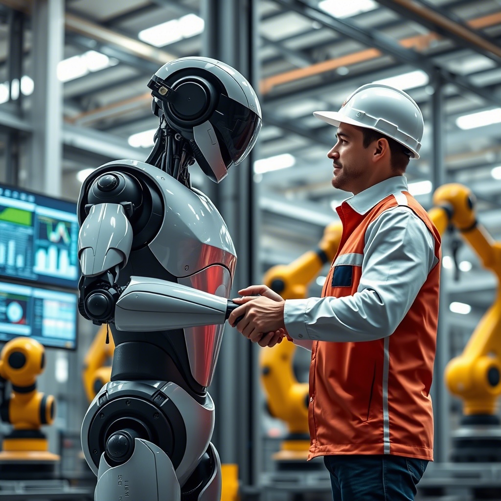 Robot and Human Trust and Collaboration © AI Illustration