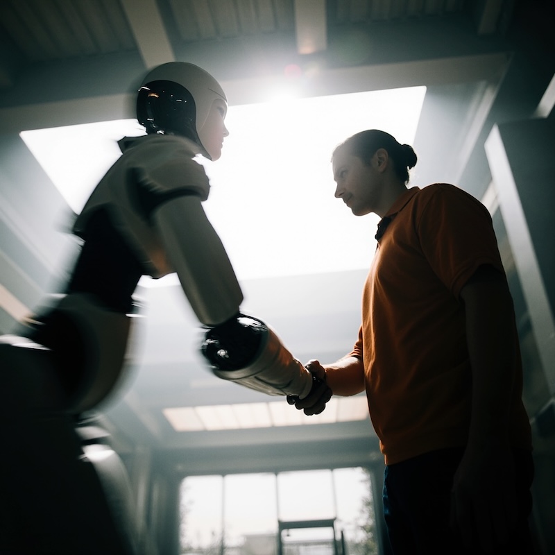 A Worker and a Cobot © AI Illustration