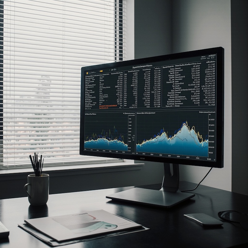 An Engineer's Workspace With Financial Spreadsheet © AI Illustration