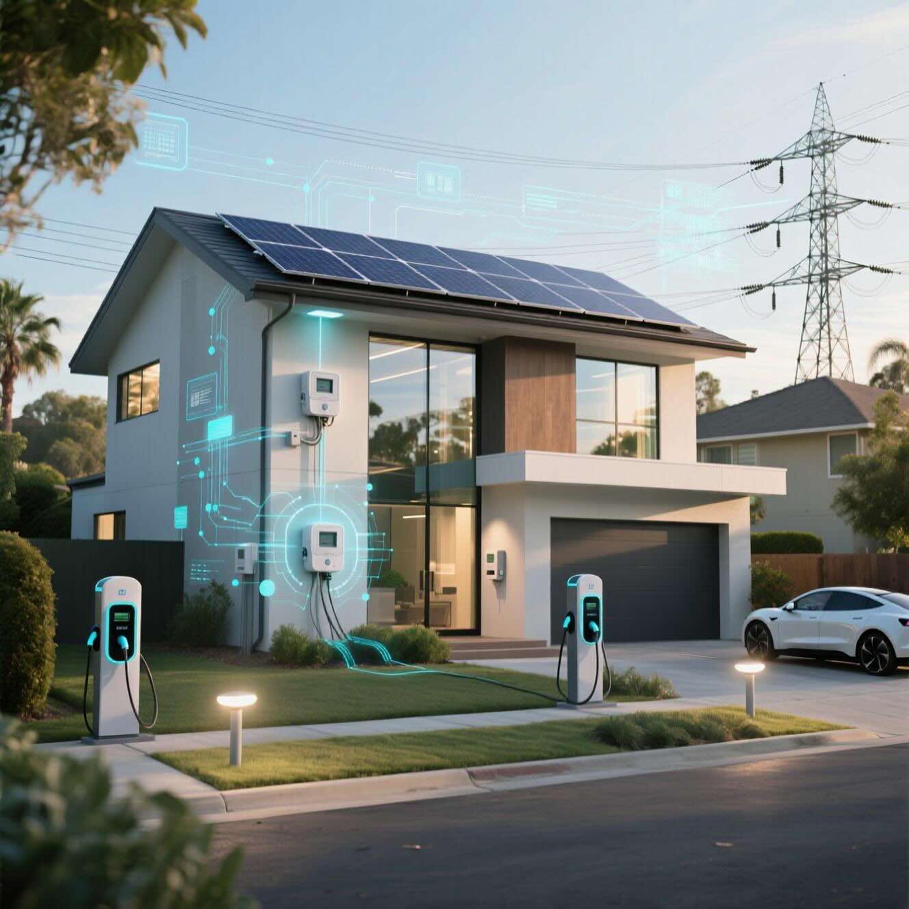 A Smart Home Connected to a Smart Grid © AI Illustration