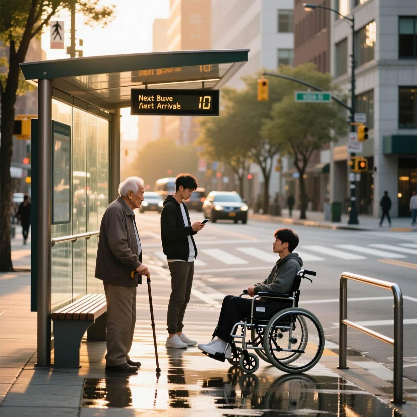 A Bus Stop as Part of Urban Transportation © AI Illustration