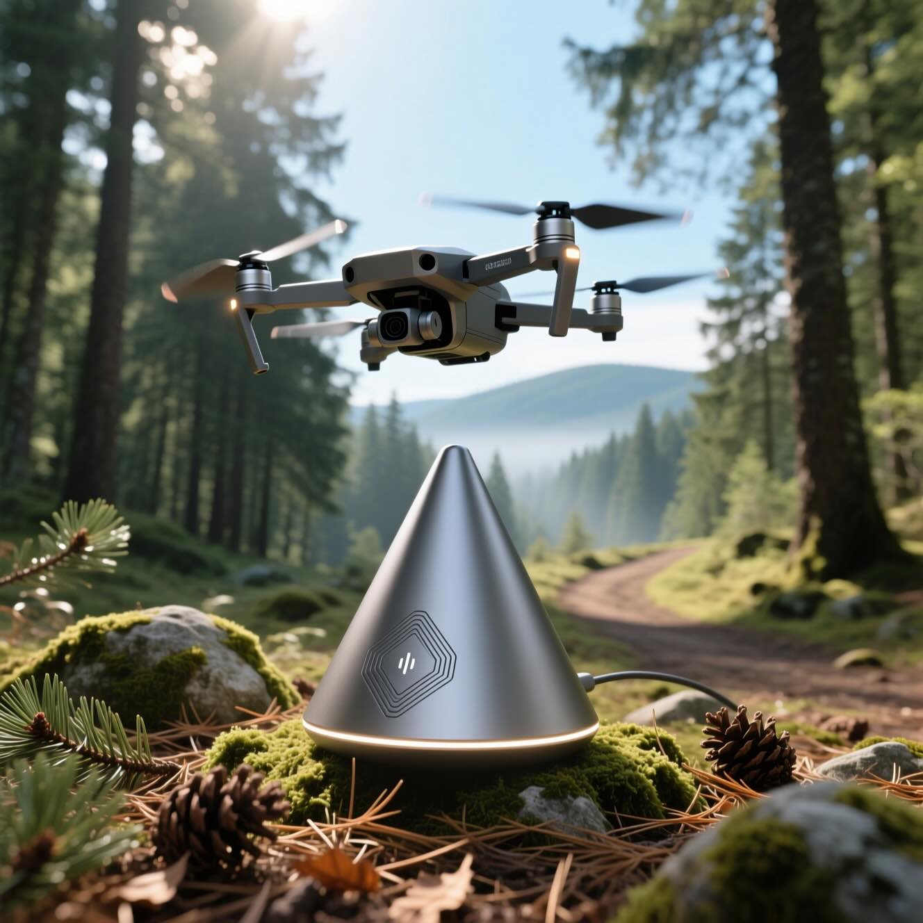 A Drone Landing on a Wireless Charging Pad © AI Illustration