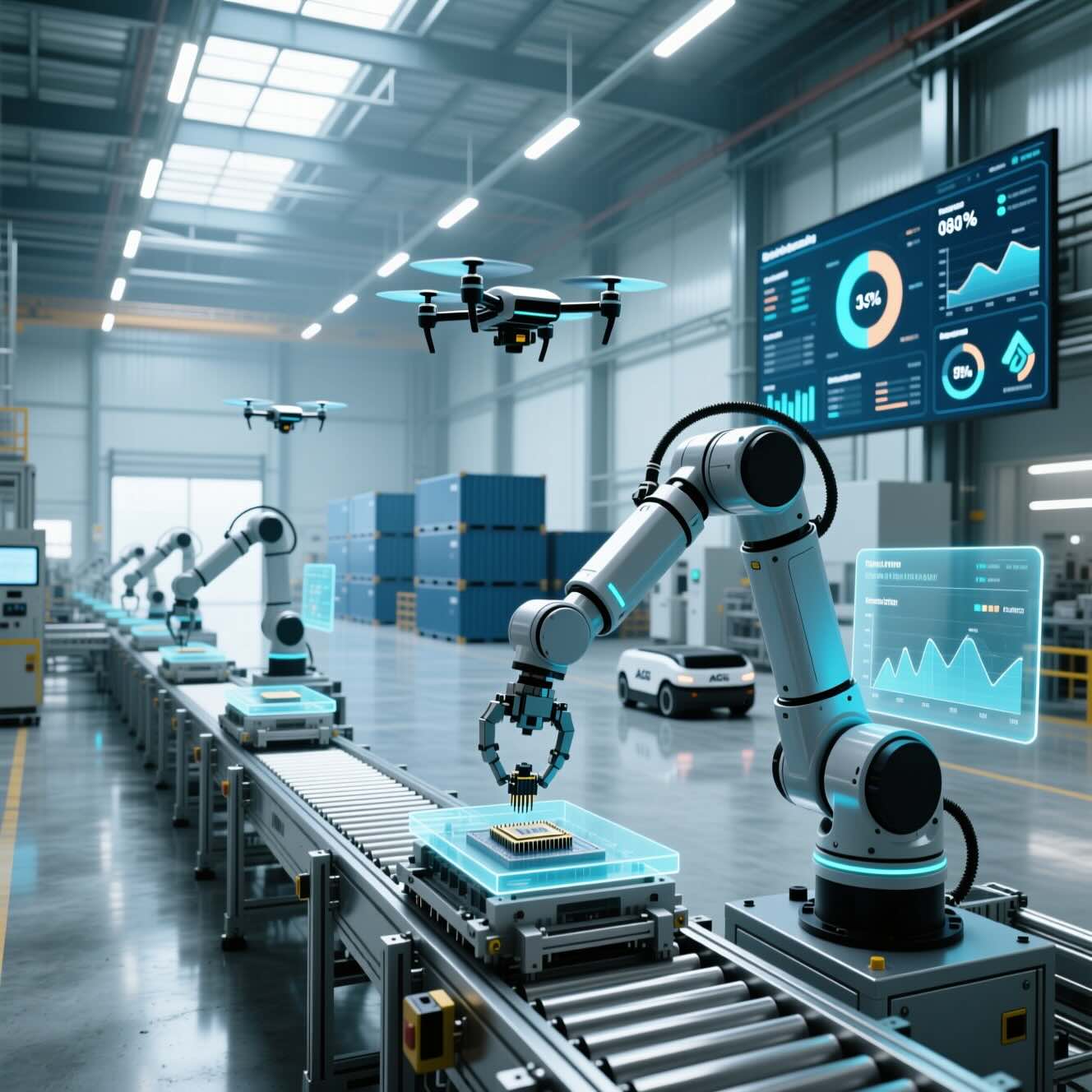 A Smart Factory Assembly Line © AI Illustration