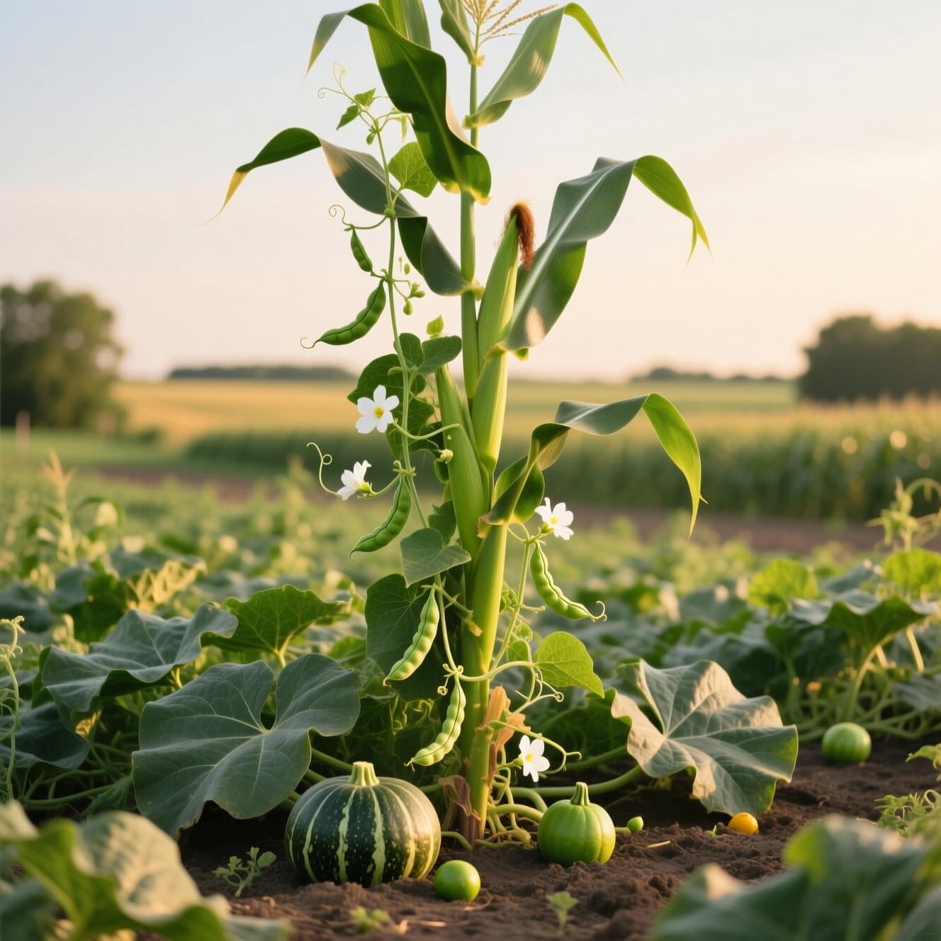 The Three Sisters Farming for Sustainable Agriculture © AI Illustration
