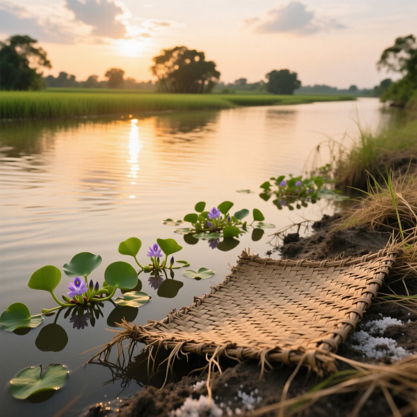 Biodegradable Geotextile Mat Made from Hyacinth © AI Illustration