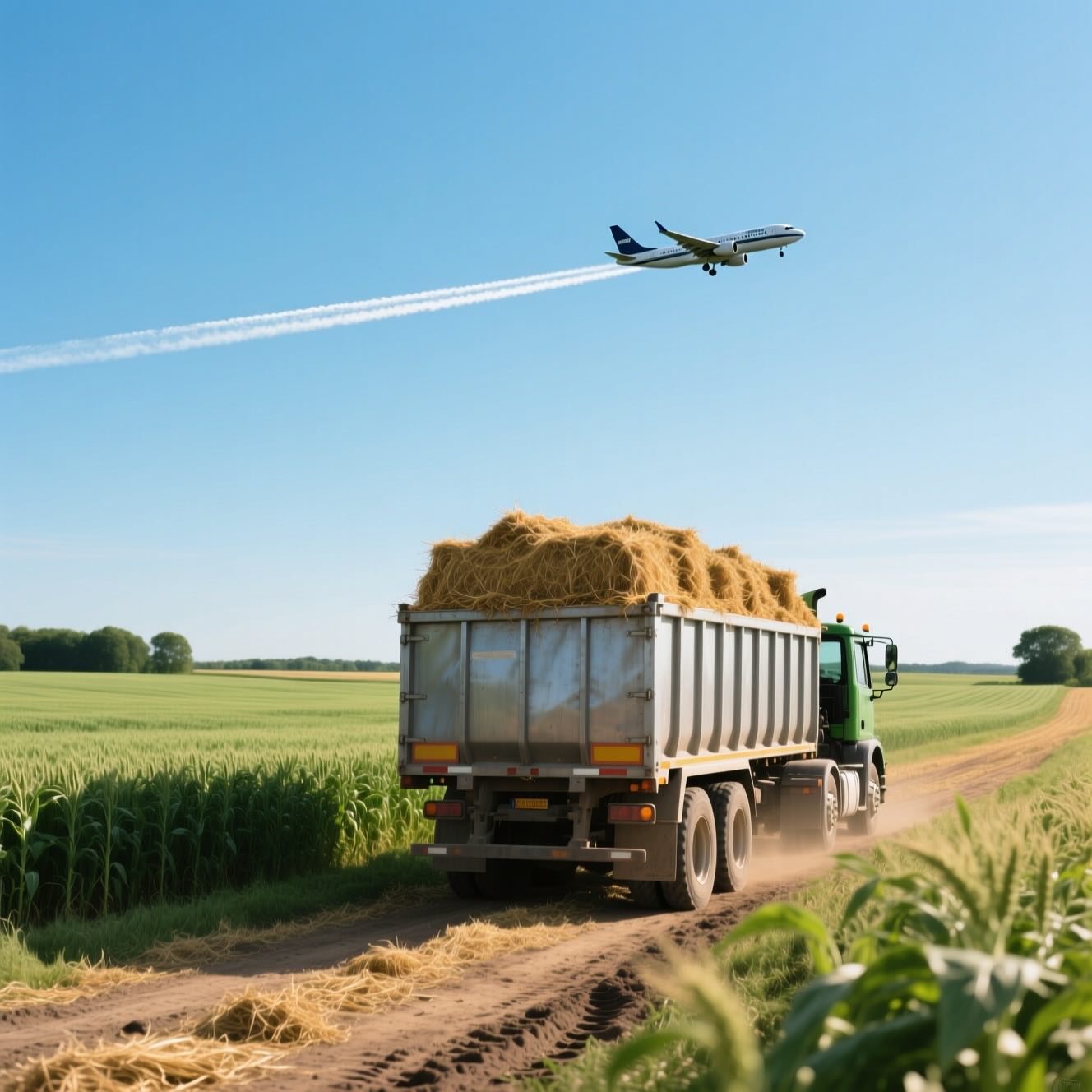 Biomass for Green Aviation © AI Illustration