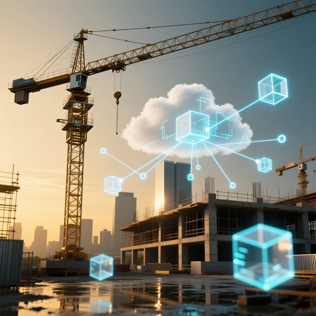 Digital Twins in Constriction Sites © AI Illustration